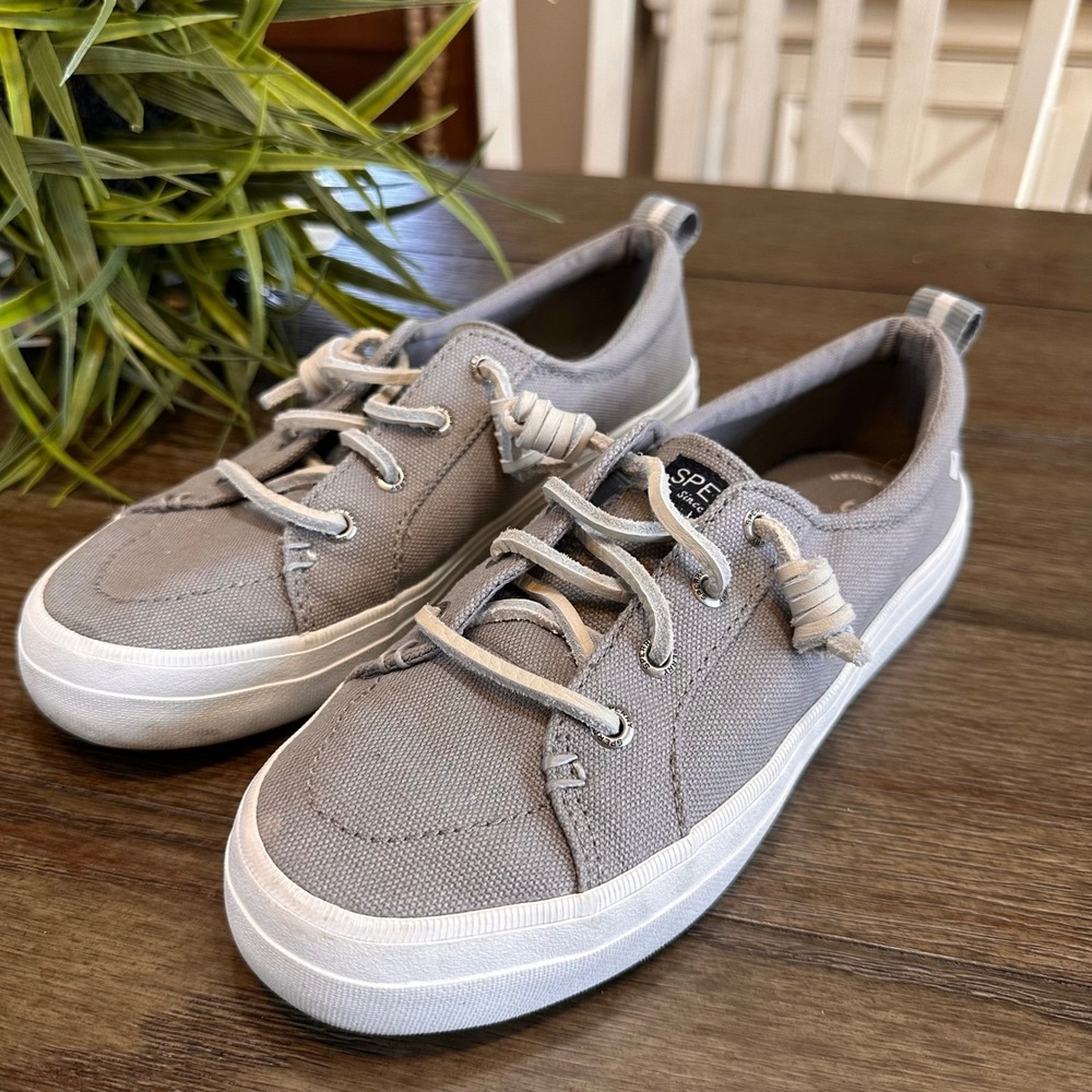 Sperry Top-Sider Women's Grey Canvas Slip On Sneakers Womens Girls Size 5.5